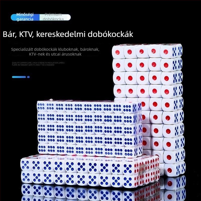 Dobókocka shaker és pohár – ABS anyagú, hatszögletű, lekerekített sarkú; sakk és kártyajátékokhoz; Wen niu