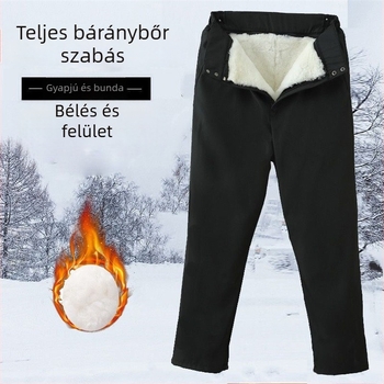 Téli bőr nadrág gyapjú bélés, csíkos minta, magas derekú, punk stílus