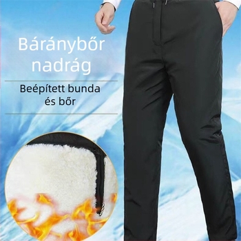 Téli bőr nadrág gyapjú bélés, csíkos minta, magas derekú, punk stílus
