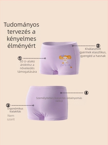Lányoknak készült pamut alsónemű rövid boxer-stílus, középmagas derékvonal, 3 darabos készlet, 95% pamut, 3–8 éveseknek