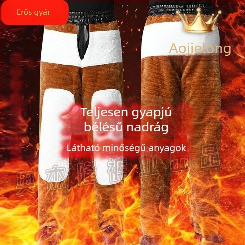 Fleece-béléssel ellátott PU bőr nadrág, vastag téli kivitel, magas derék, szél- és vízálló