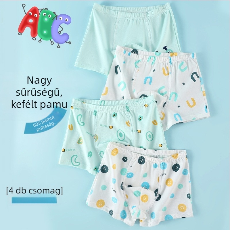 Fiúknak boxer brief, 95% pamut, középmagas derekú, 8 éves kortól (magasság > 140 cm)