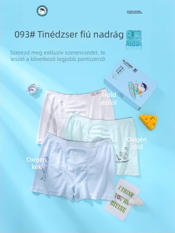 3 darabos fiú boxer alsó, izzadtságelnyelő és gyorsan száradó modal anyagból, selymes hatású, varrat nélküli