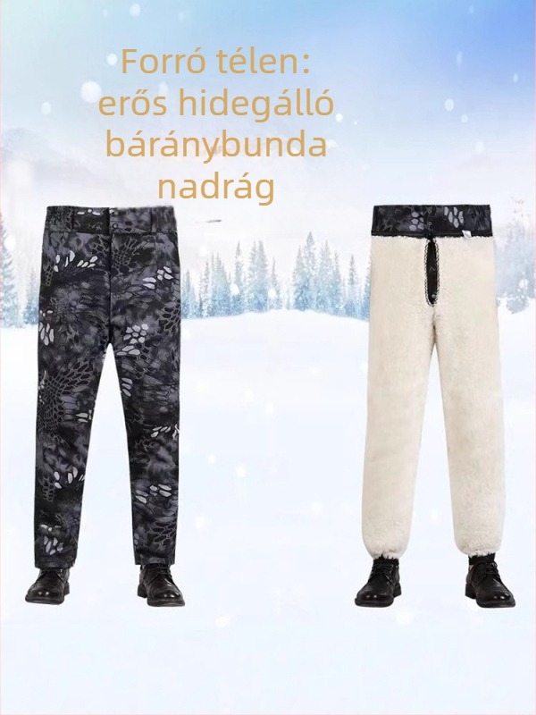 Valódi báránybőr bőrnadrág beépített béléssel, lazán szabott, középmagas derekú, téli viselet