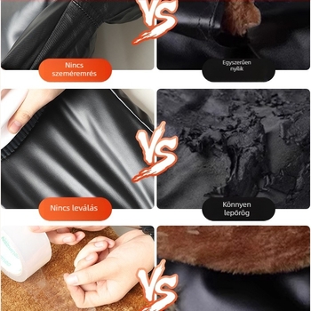 PU bőr nadrág férfiaknak fleece bélelt, szélálló, vízálló, magas derék, egyenes szabás