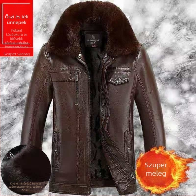 PU bőrből készült kabát, fleece-béléssel, gallér rever, dupla patentos záródás, lazán szabott