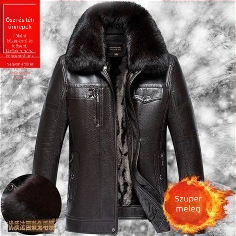 PU bőrből készült kabát, fleece-béléssel, gallér rever, dupla patentos záródás, lazán szabott
