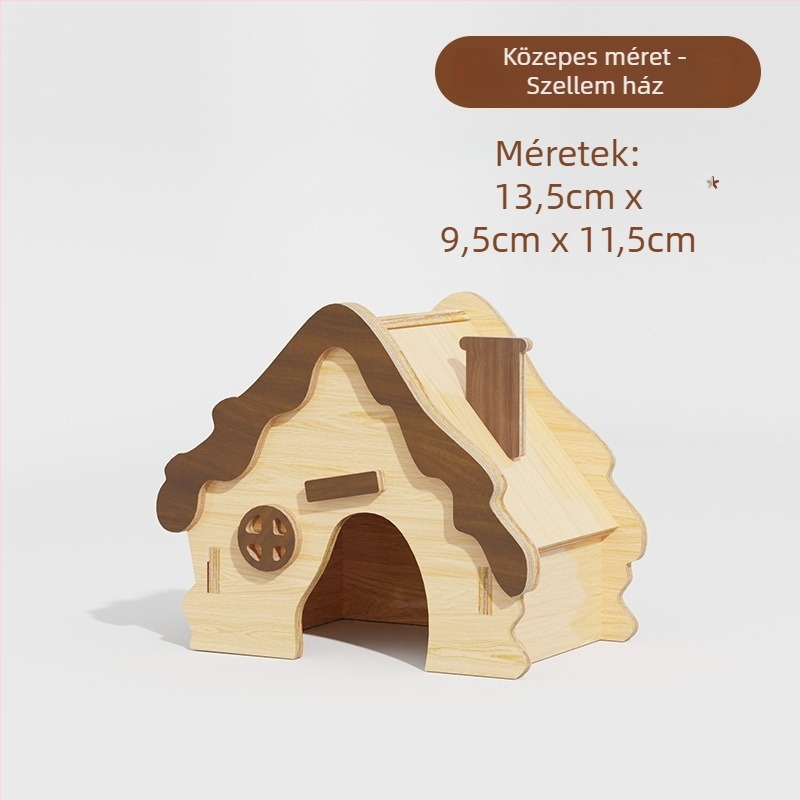 Fából készült hörcsög ház megfigyelő ablakkal és meleg alvófészekkel (Anyag: Fa; Alkalmas: Hörcsög; Importált: Nem)
