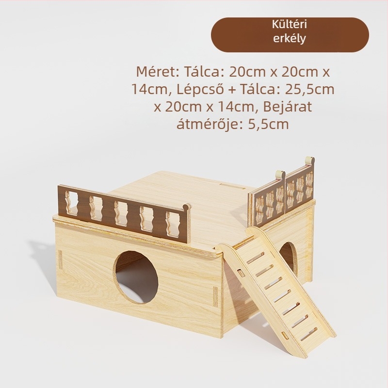 Fából készült hörcsög ház megfigyelő ablakkal és meleg alvófészekkel (Anyag: Fa; Alkalmas: Hörcsög; Importált: Nem)
