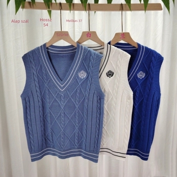 Női kapucnis V-nyakú kötött mellény, rövid fazon, 3D mintázat, core yarn anyag 50-70% spandex és 30-50% poliészter