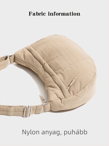 Nylonból készült crossbody dumpling táska, városi egyszerű stílus, cipzáros nyitás, belső cipzáras zseb és dokumentumzseb