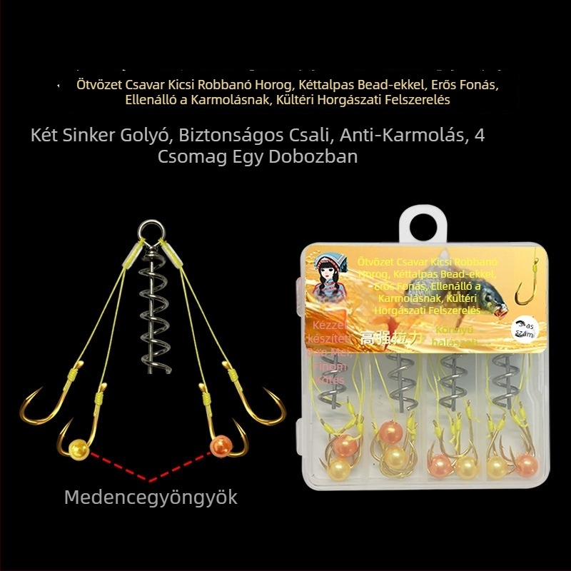Exkluzív horog horgászat – ötvözet spirál kialakítás, dupla süllyedő gyöngyök, erős fonott zsinór, anti-kavarodás