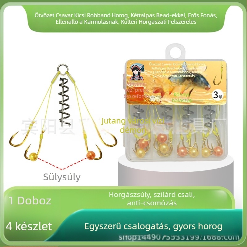 Exkluzív horog horgászat – ötvözet spirál kialakítás, dupla süllyedő gyöngyök, erős fonott zsinór, anti-kavarodás