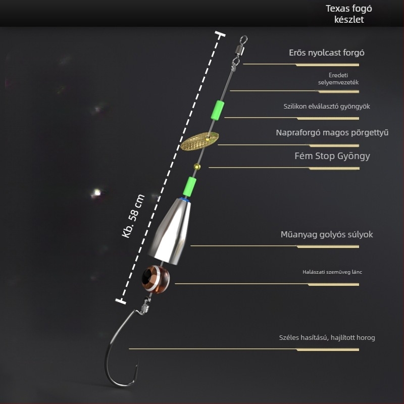 Kézzel készített Texas Rig horgászkészlet anti-snag alsó készlettel, crank horoggal, csalival és puha csalival (típus: kézzel készített; anyag: szénacél; horgászhely: tározó)