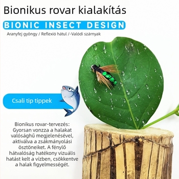 Burning Eagle tollas csali No. 8 – kézzel készített valódi tollakból, horoggal, bütykös horogú