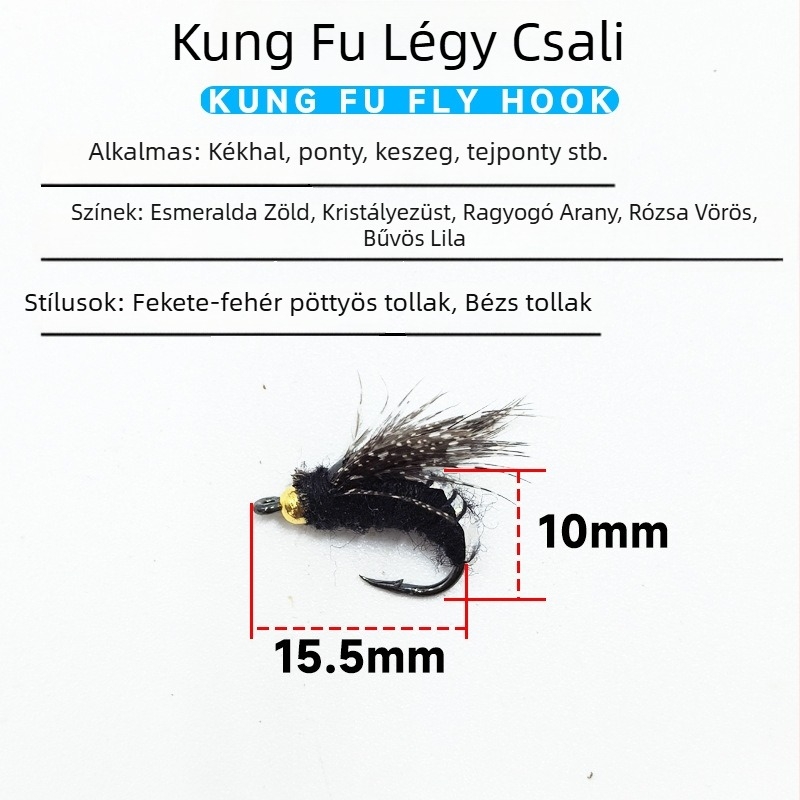 Burning Eagle tollas csali No. 8 – kézzel készített valódi tollakból, horoggal, bütykös horogú