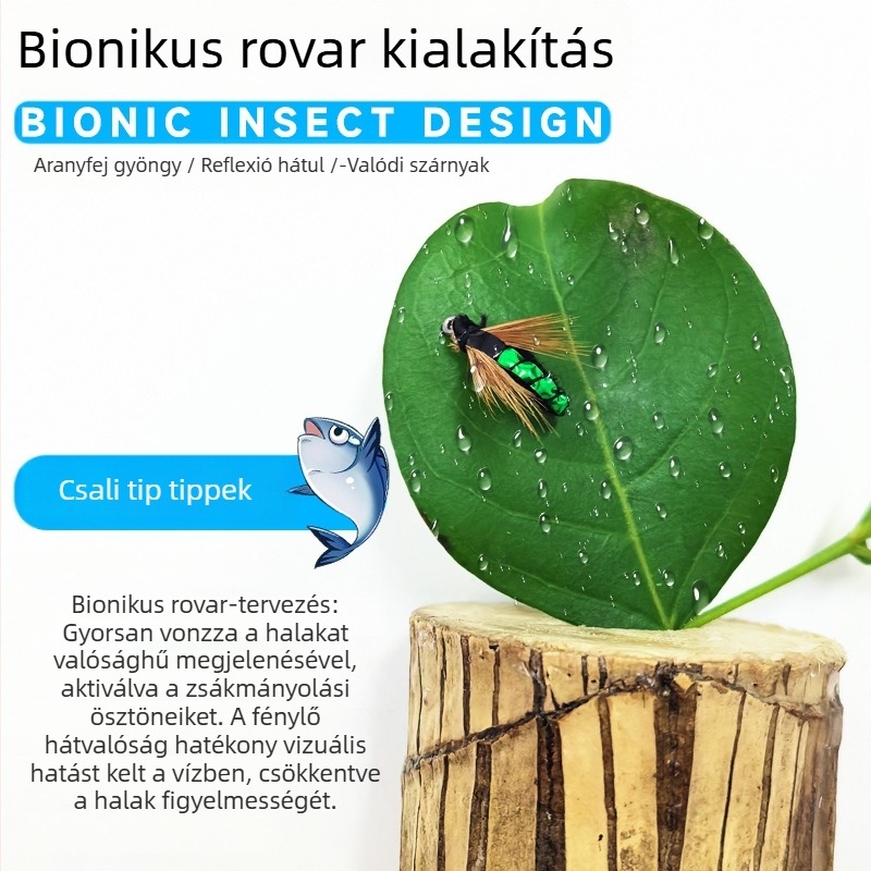 Burning Eagle tollas csali No. 8 – kézzel készített valódi tollakból, horoggal, bütykös horogú