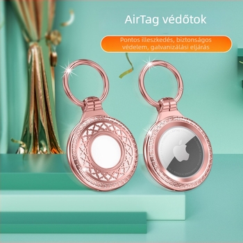 Apple AirTag 2-hoz készült fém védőtok ötvözetből, gyémántokkal díszítve – kisállatkereső