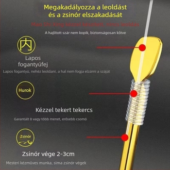 Arany bevonatú dupla horog készlet, készen álló, horoggal, horgászfelszerelés