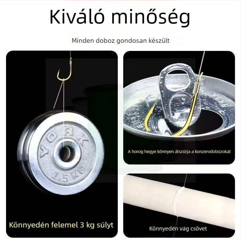 Arany bevonatú dupla horog készlet, készen álló, horoggal, horgászfelszerelés