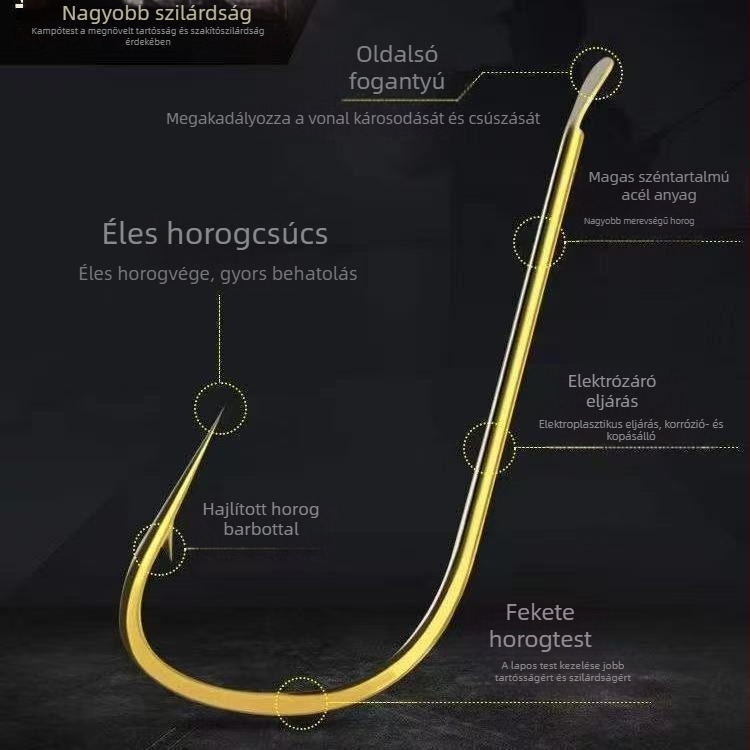 Shengfei egyszerű horgászhorog, egyágú horog folyami horgászatra