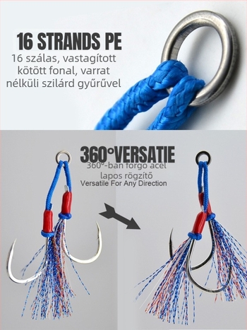 Forgó acéllemez horog, tövises, tengerparti horgászathoz