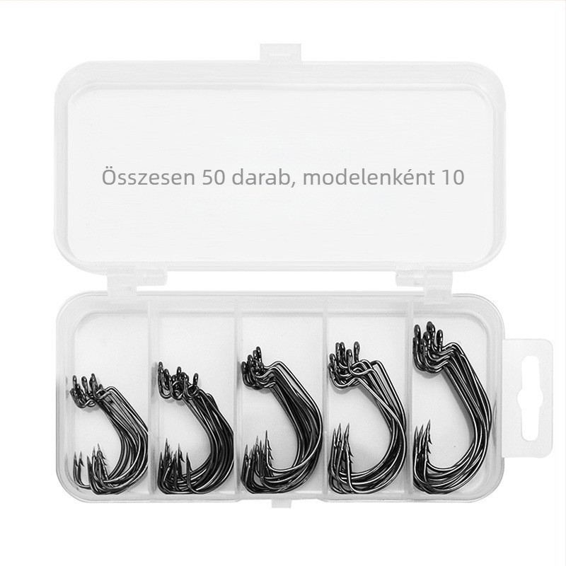 51 darab Crank horog készlet, TX Rig vékony horog, puha csalétek horog, basszus puha féreg horog, széles hasú horog