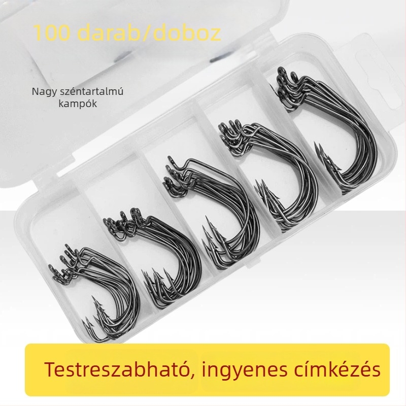 51 darab Crank horog készlet, TX Rig vékony horog, puha csalétek horog, basszus puha féreg horog, széles hasú horog