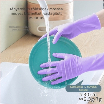 Nitril kesztyűk háztartási feladatokra és konyhai használatra; vízállóak, tartósak, egyszer használatosak, élelmiszerbiztonsági minőségű, meghosszabbított mandzsetta