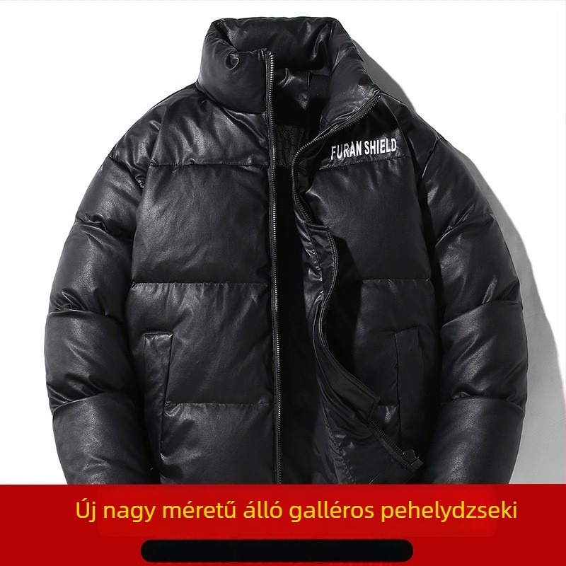 Férfi téli pehelydzseki, vastagított kivitel, fehér kacsa tolltöltet 250–300 g, 36–40% tolltartalom, vízálló és szélálló, állvédős gallér, cipzár