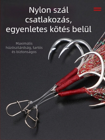 Vaslemez horog tengeri hajóhorgászathoz, szúró horoggal (Márka: TWM)
