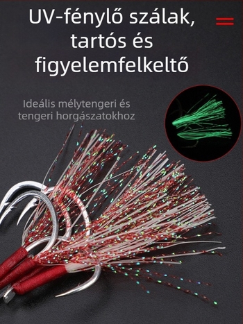 Vaslemez horog tengeri hajóhorgászathoz, szúró horoggal (Márka: TWM)
