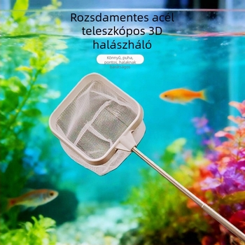 Kinyitható sűrű hálós nylon akváriumi háló műanyag 3D kerettel