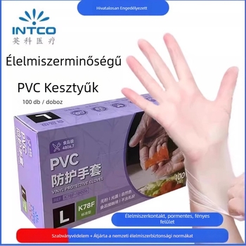 Egyszer használatos vastag PVC kesztyűk, élelmiszerbiztonsági minőségű, konyha, catering, sütés és takarítás, 100 darab