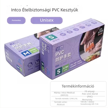 Egyszer használatos vastag PVC kesztyűk, élelmiszerbiztonsági minőségű, konyha, catering, sütés és takarítás, 100 darab