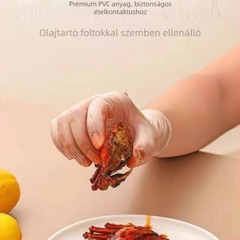 Egyszer használatos vastag PVC kesztyűk, élelmiszerbiztonsági minőségű, konyha, catering, sütés és takarítás, 100 darab