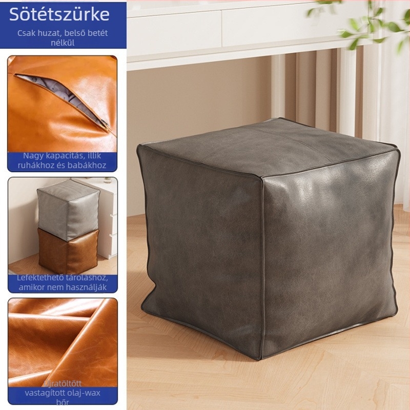 Bőr marokkó stílusú tároló puff, egyszerű és modern, mozgatható