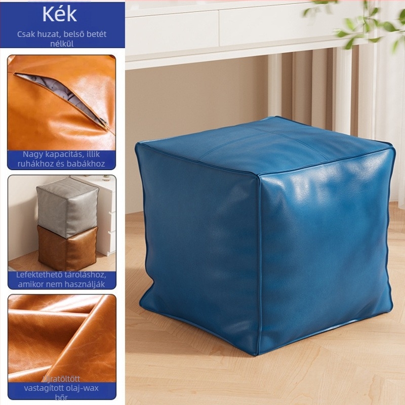 Bőr marokkó stílusú tároló puff, egyszerű és modern, mozgatható