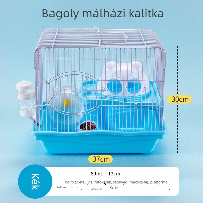 Műanyag hörcsög ketrec, téglalap alakú, beltéri használatra, szétszerelhető, modern stílus.