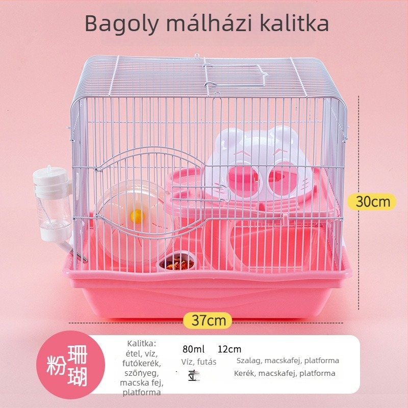 Műanyag hörcsög ketrec, téglalap alakú, beltéri használatra, szétszerelhető, modern stílus.