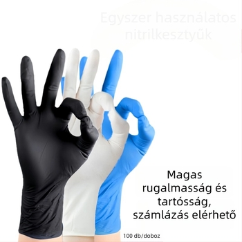 Egyszer használatos nitril kesztyűk - szagtalan, tartós, tiszta nitril, 4 g, személyes ápolásra, tisztításra és mindennapi használatra.