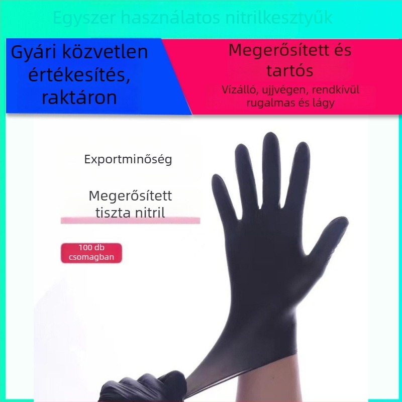 Egyszer használatos nitril kesztyűk - szagtalan, tartós, tiszta nitril, 4 g, személyes ápolásra, tisztításra és mindennapi használatra.