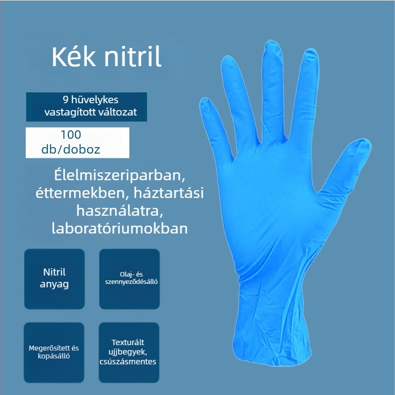 Egyszer használatos nitril kesztyűk - szagtalan, tartós, tiszta nitril, 4 g, személyes ápolásra, tisztításra és mindennapi használatra.