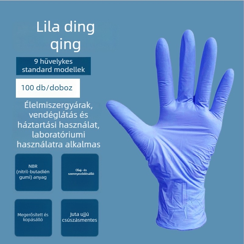 Egyszer használatos nitril kesztyűk - szagtalan, tartós, tiszta nitril, 4 g, személyes ápolásra, tisztításra és mindennapi használatra.