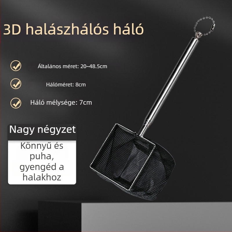 Rozsdamentes acélból készült teleszkópos kézi akváriumi háló kis díszhalakhoz (guppy, betta) – 3D kézműves kialakítás