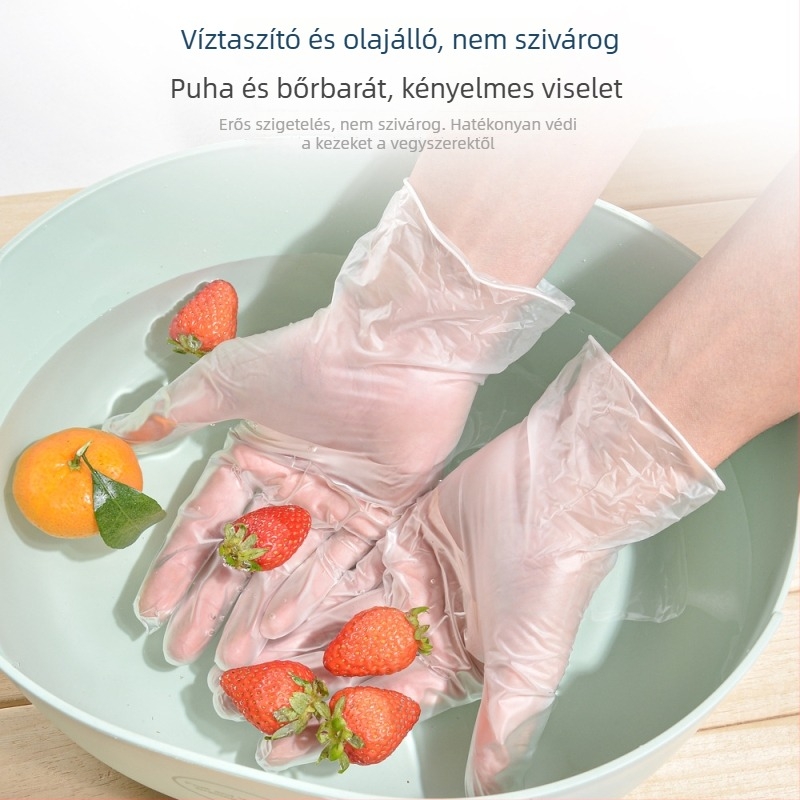 Egyszer használatos átlátszó vastag PVC kesztyűk, élelmiszer-minőség, háztartási, catering, sütés és szépségápolás számára, 100 darabos csomag