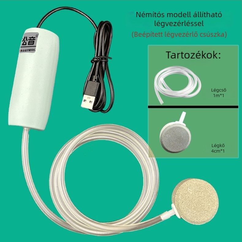 USB akváriumi oxigénszivattyú, ultra csendes levegőszivattyú, kis akváriumi oxigénosító