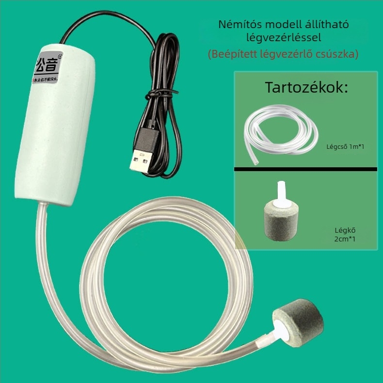 USB akváriumi oxigénszivattyú, ultra csendes levegőszivattyú, kis akváriumi oxigénosító