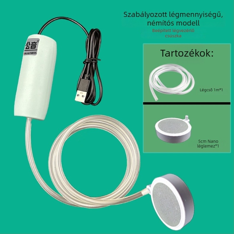 USB akváriumi oxigénszivattyú, ultra csendes levegőszivattyú, kis akváriumi oxigénosító