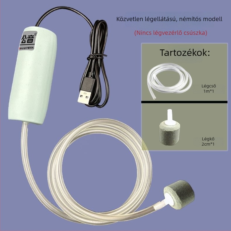 USB akváriumi oxigénszivattyú, ultra csendes levegőszivattyú, kis akváriumi oxigénosító